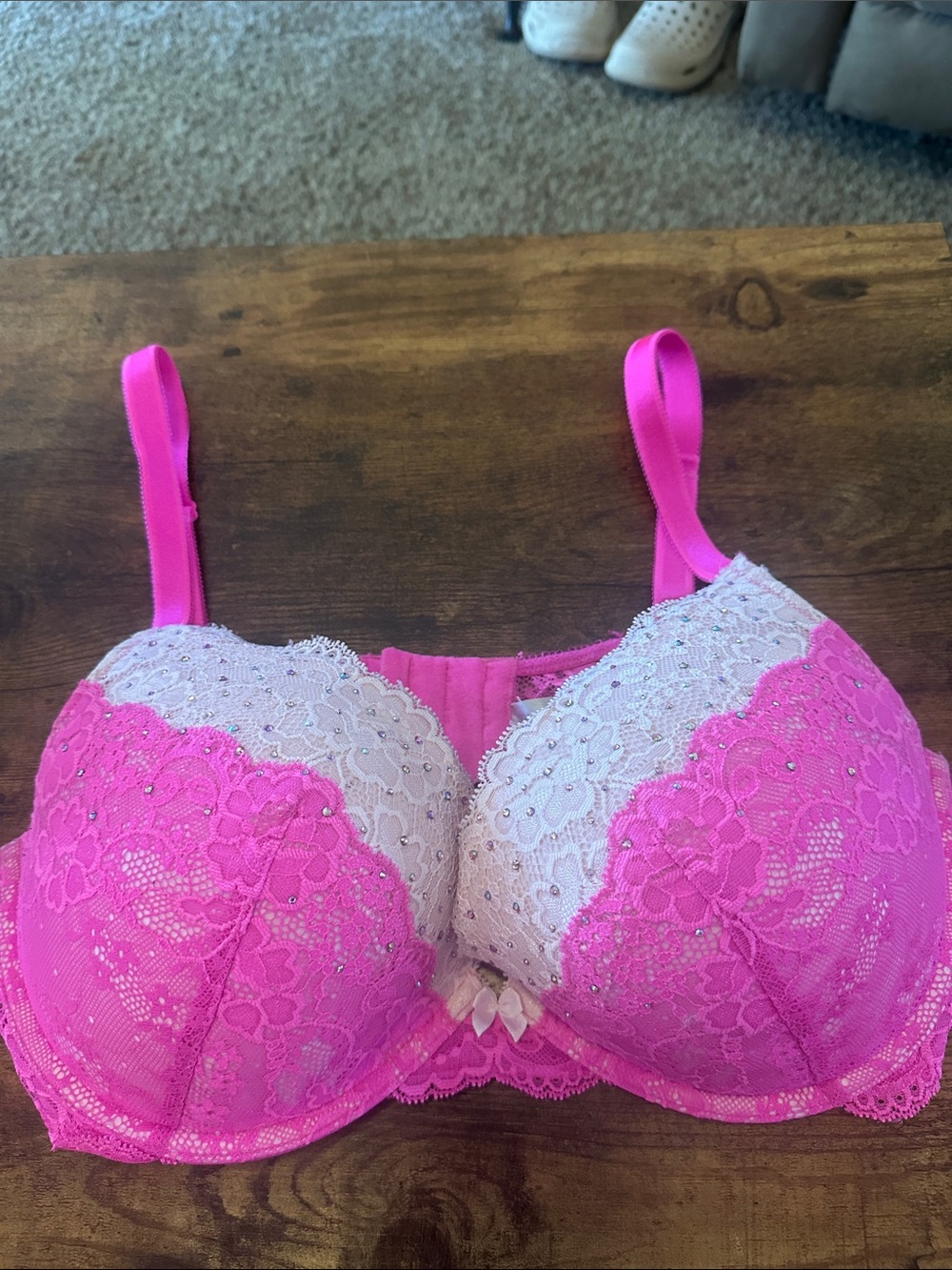 Victoria Secret Women’s Lace PushUp Bra Hot & Light Pink dream angels plunge 38D